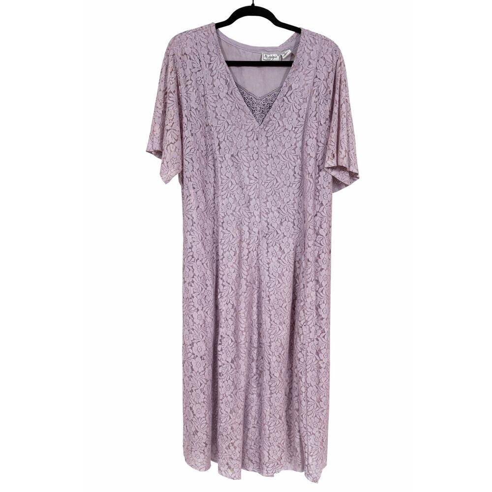 Nostalgia Woman 1X Lavender Floral Lace Midi Dress Easter Cottagecore Romantic